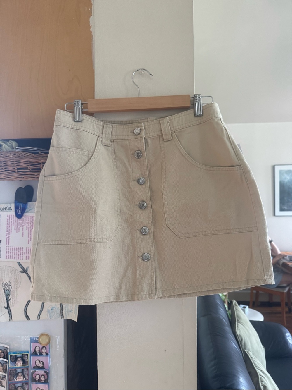 Old Navy Beige Button-Front Mini Skirt